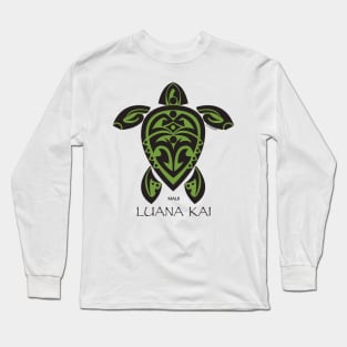 Black & Green Tribal Turtle Tattoo / Luana Kai Long Sleeve T-Shirt